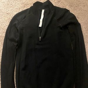 lululemon black stripe 1/2 zip jacket.